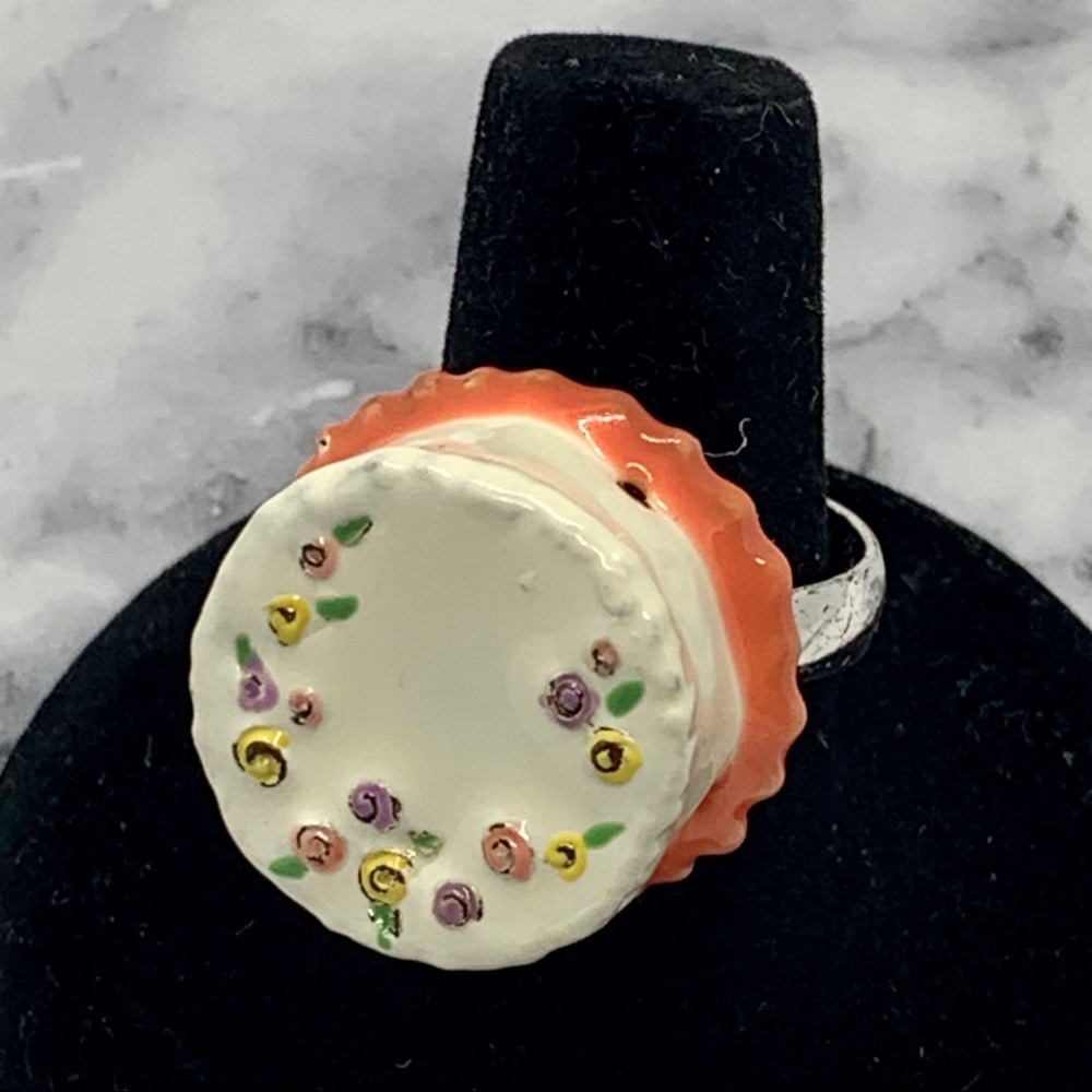 Silver Enamel Fred Flare Birthday Cake Ring